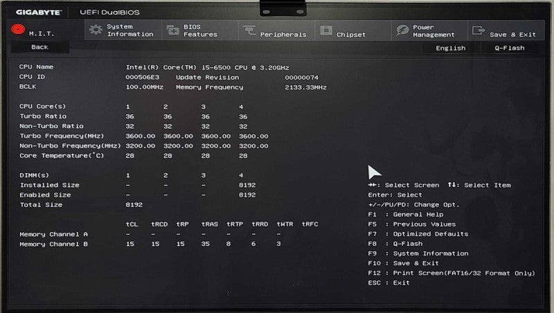 Gigabyte GA-H170M-DS3H w/ Intel i5-6500 3.20GHz, 16GB DDR4 RAM, 128GB M2 SSD