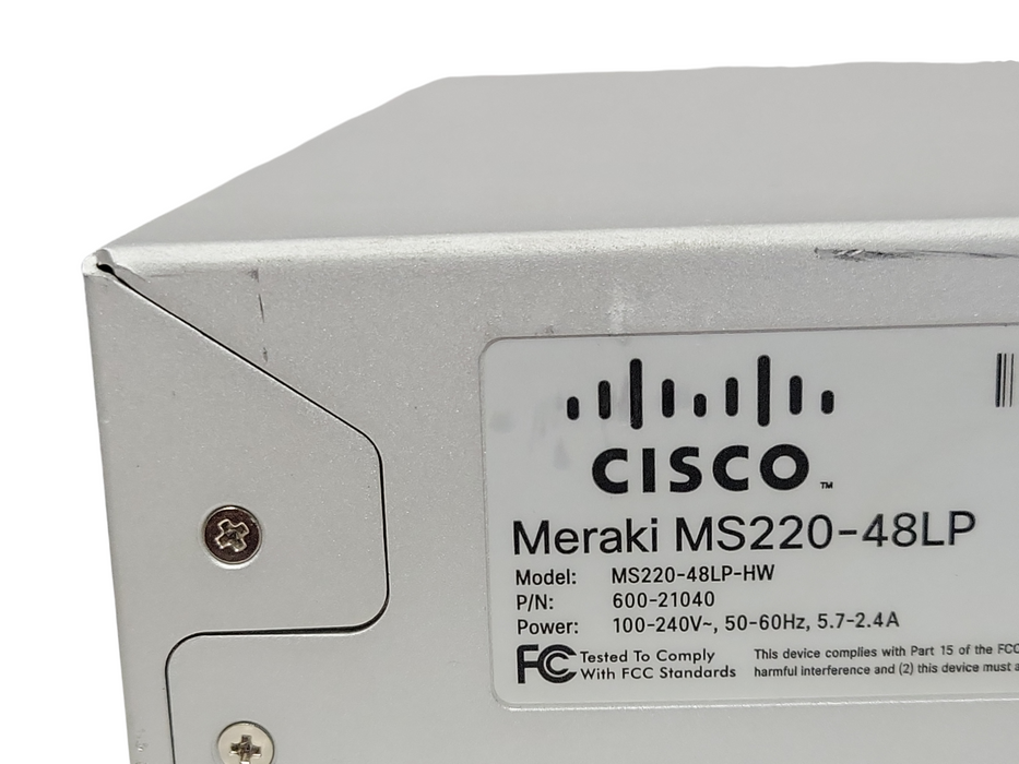 Cisco Meraki MS220-48LP 48x 1GE POE+ 4x1G SFP Port 1U Cloud Switch UNCLAI Q_