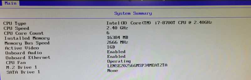 Lenovo ThinkCentre M920Q Tiny i7-8700T 2.4GHz, 16GB RAM, 256GB SSD _
