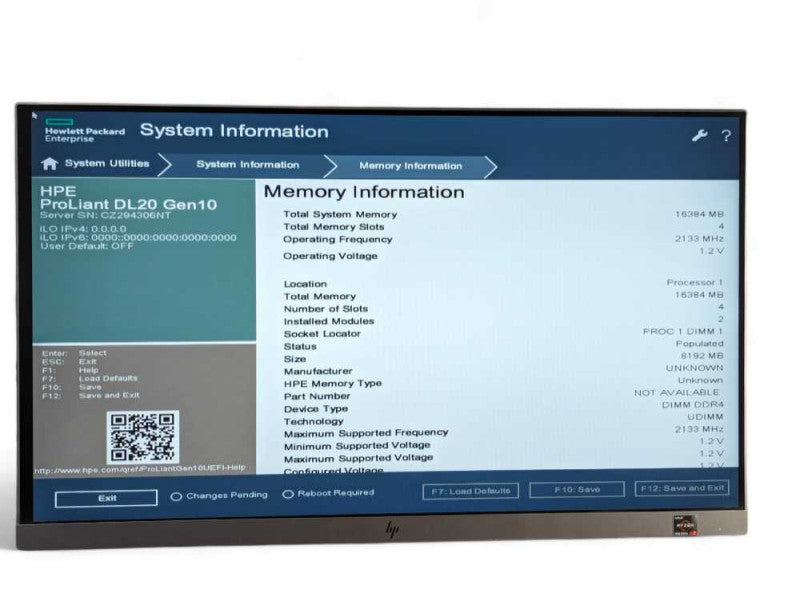 HPE ProLiant DL20 Gen10 Intel Xeon E3-2124 @ 3.30GHz, 16GB RAM  -