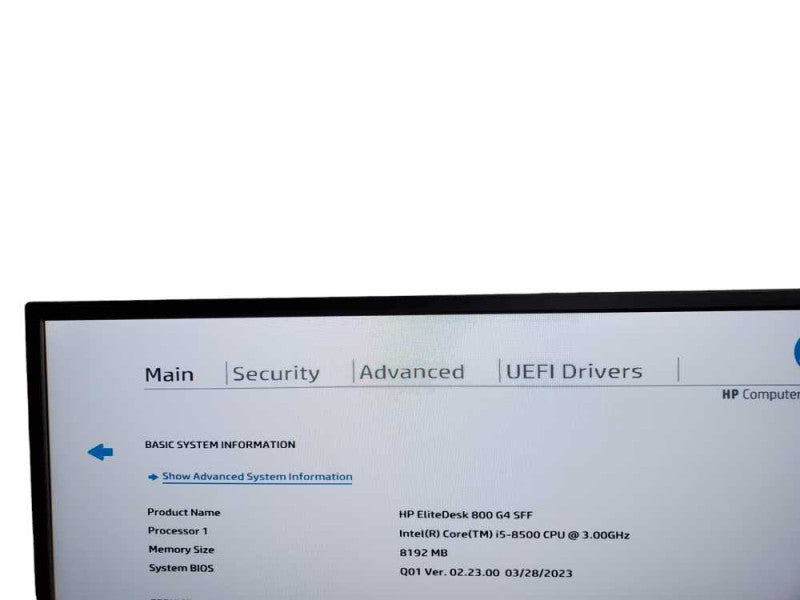 HP EliteDesk 800 G4 SFF Core(TM) i5 - 8500 CPU @ 3.00GHz 8GB DDR4 Ram Î¸