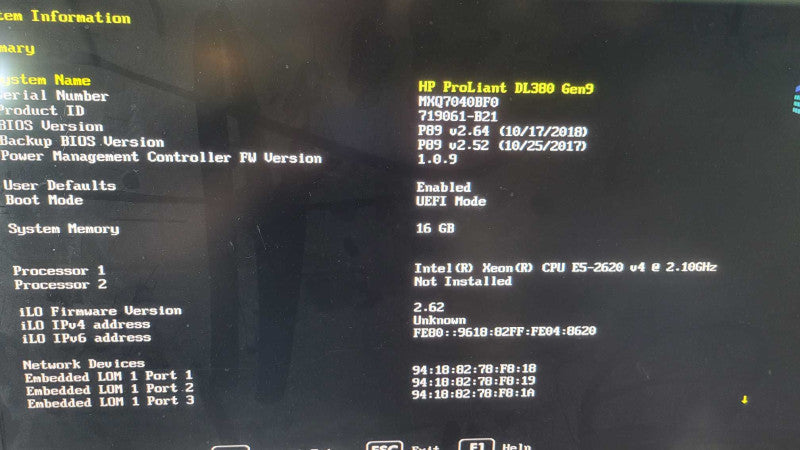 HP PL DL380 Gen9 - Xeon E5-2620 V4 | 16GB RAM | NO HDD | P840ar | 2xPSU(READ) %