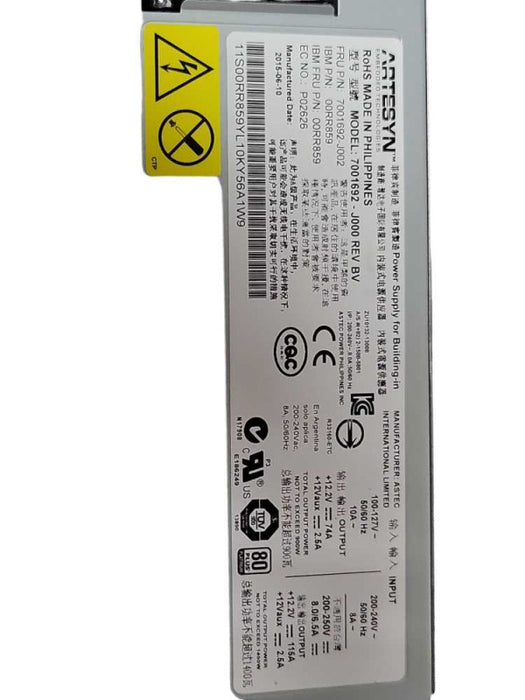 IBM Artesyn 7001692-J000 1400 Watt Server Power Supply for Power E850 Q_