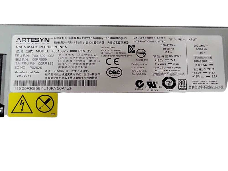 IBM Artesyn 7001692-J000 1400 Watt Server Power Supply for Power E850 Q_