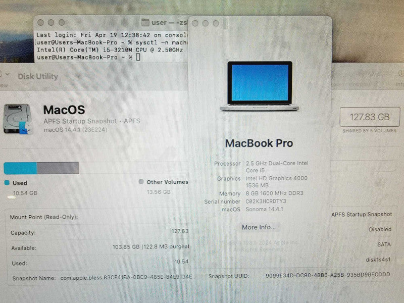 Apple Macbook Pro 2012 13\\" Core i5-3210M @ 2.5GHz 8GB DDR3 120GB SSD [Read] (