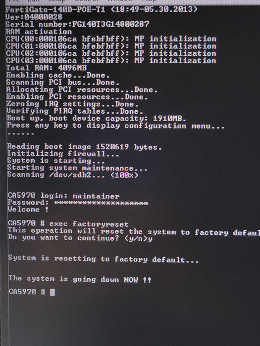 Fortinet FG-140D-POE-T1 Fortigate 36-Port SSL POE Firewall P14095-02-10 _