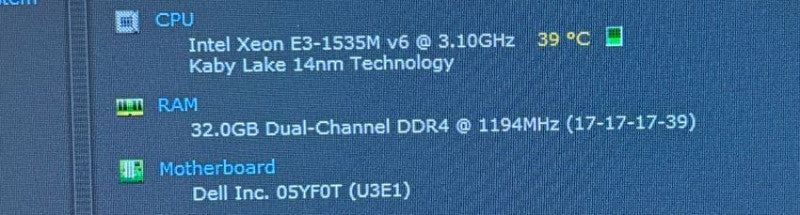 Dell Precision 7720 XEON E3-1535M@3.1 GH QUADRO P3000 6GB GPU 32GB RAM 512SSD  Lap200