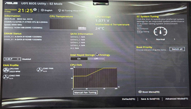 Custom PC/ ASUS Z97I-PLUS, Intel i7-4790K 4.00GHz, 16GB RAM, No HDD, READ