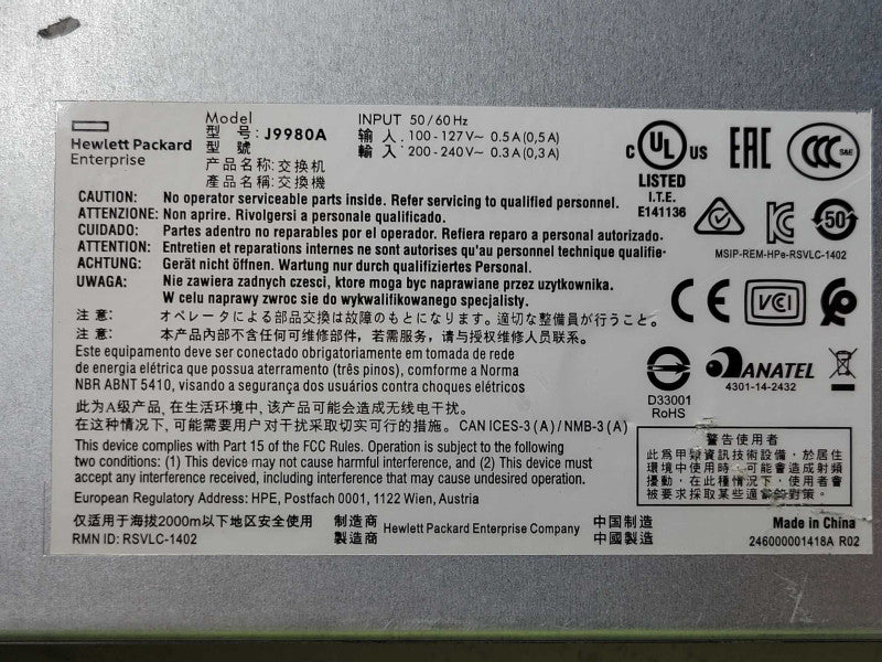 HP 24-Port Gigabit Switch HPE OfficeConnect 1820 Series 10/100/1000 J9980A _