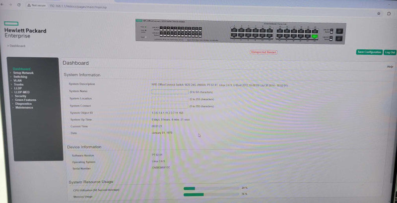 HP 24-Port Gigabit Switch HPE OfficeConnect 1820 Series 10/100/1000 J9980A _