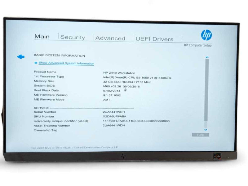 HP Z440 Workstation Intel Xeon E5-1650 v4 @3.60GHz, 32GB RAM, Quadro K2000 -