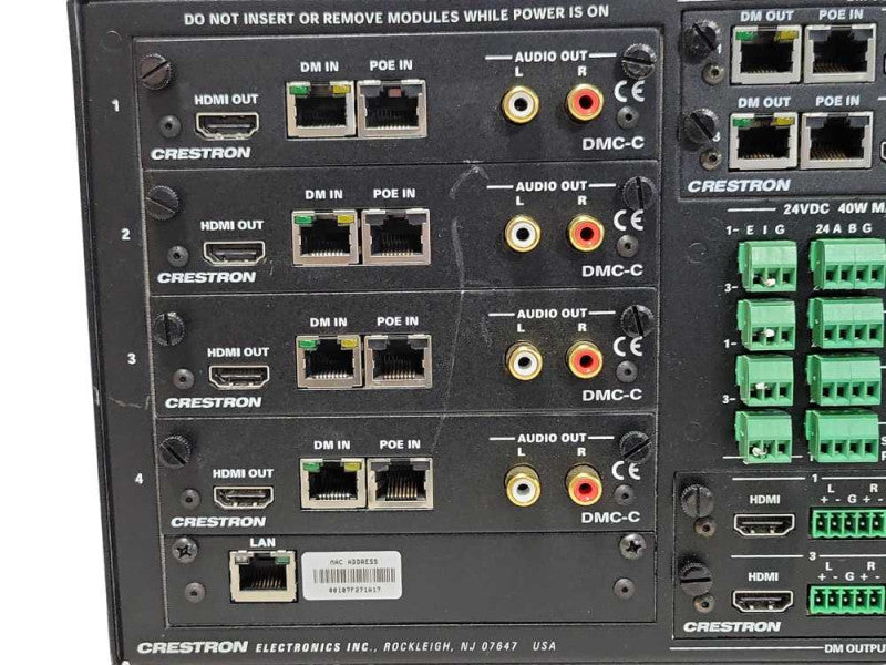 Crestron DM-MD8x8 Digital Media Switcher loaded with cards, READ _