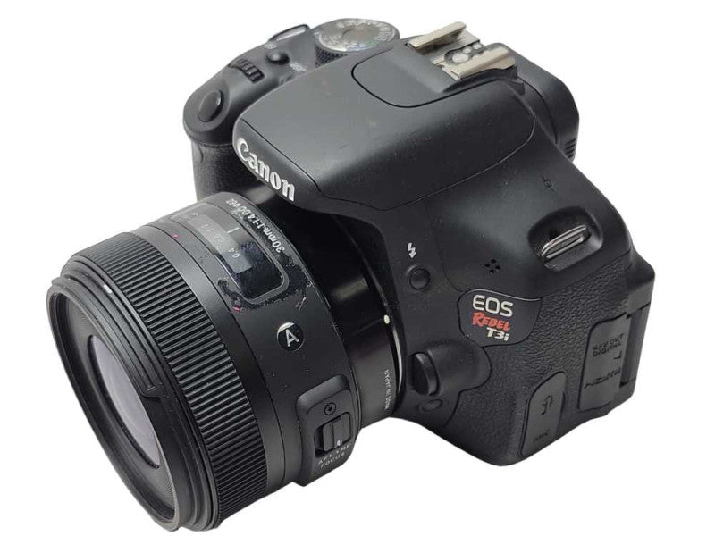 Canon EOS Rebel T3I 18 MP Digital Camera w/ sigma 30mm lens no battery SEE _