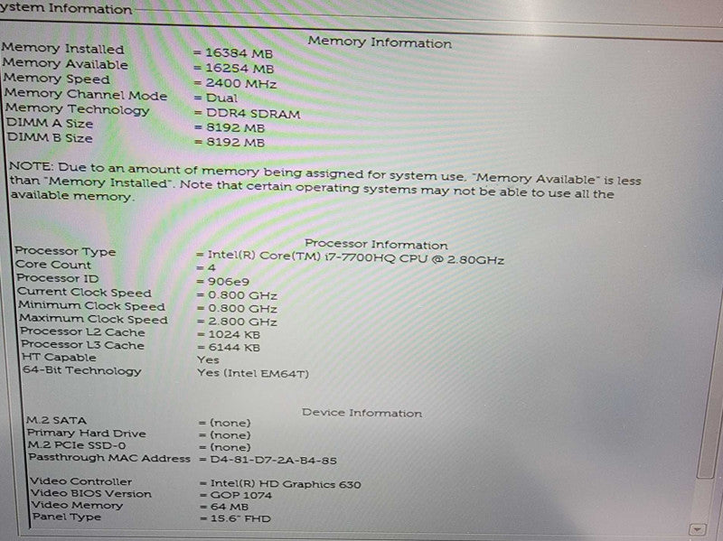 Dell XPS 9560 15| i7-7700HQ| 16GB DDR4| GTX 1050| No SSD| PARTS/REPAIR Î² BudLap