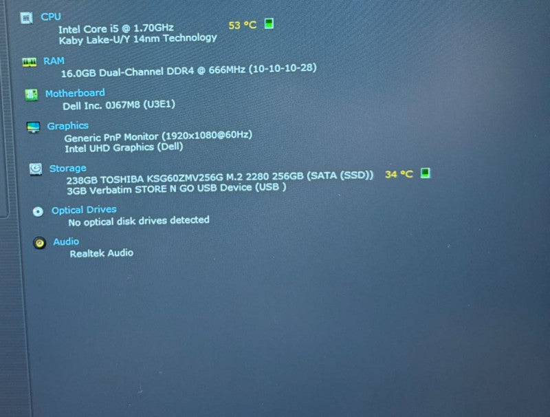 Dell Latitude 5510 Intel Core i5-10310U vPRO @1.7GHz 16GB RAM 256GB SSD  Lap200