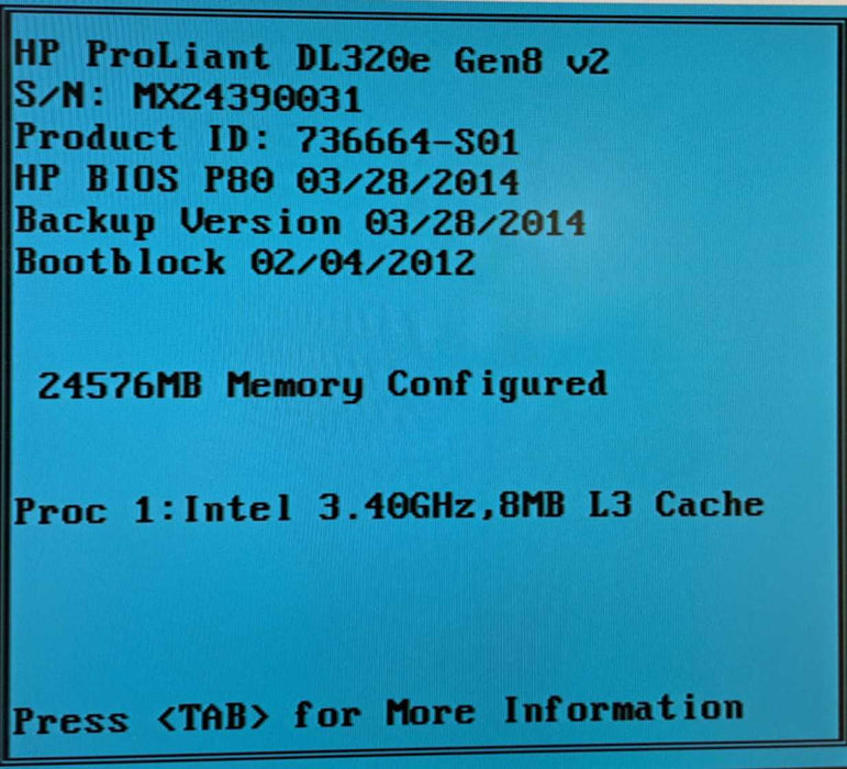 HP DL320e Gen8 v2 1U 4x 2.5\\" | Xeon E3-1240 v3 @ 3.40GHz 4C, 24GB Ram, B120i