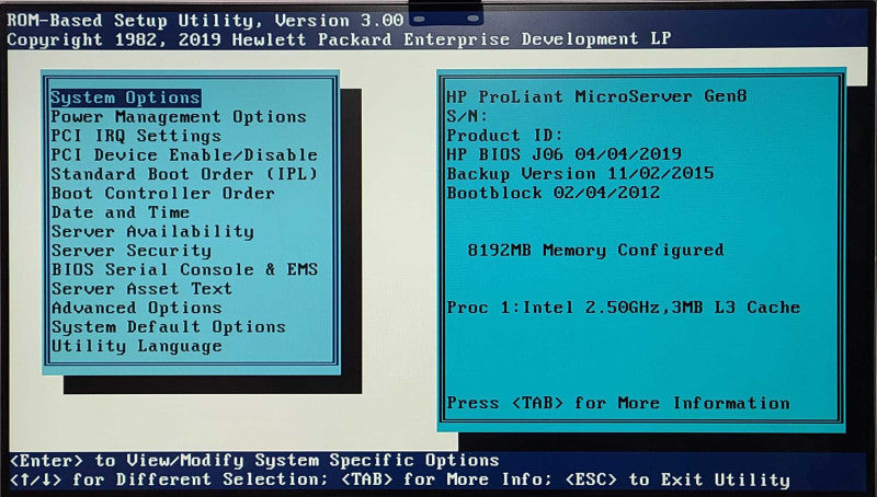HP ProLiant MicroServer Gen8, Pentium G2020T 2.50GHz, 8GB RAM, RAID B120i