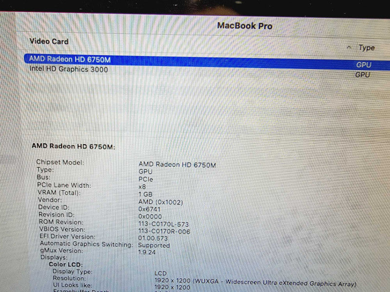 Apple Macbook Pro 2011 17\\" 4-Core i7-2720QM @ 2.2GHz 16GB DDR3 120GB SSD [Sonoma OS / Read] (
