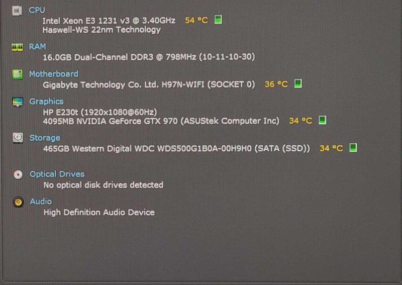 Custom PC/H97N-WiFi, E3-1231 v3 3.40GHz, 16GB RAM, 500GB SSD, Asus GTX 970