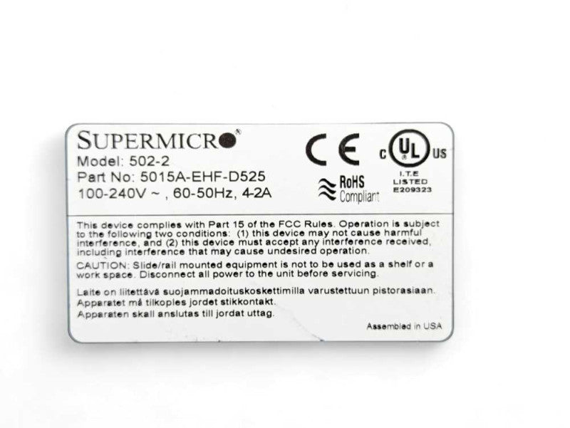 Supermicro X7SPE-HF-D525 D525 @ 1.80Ghz 8GB RAM Low Power Server  -