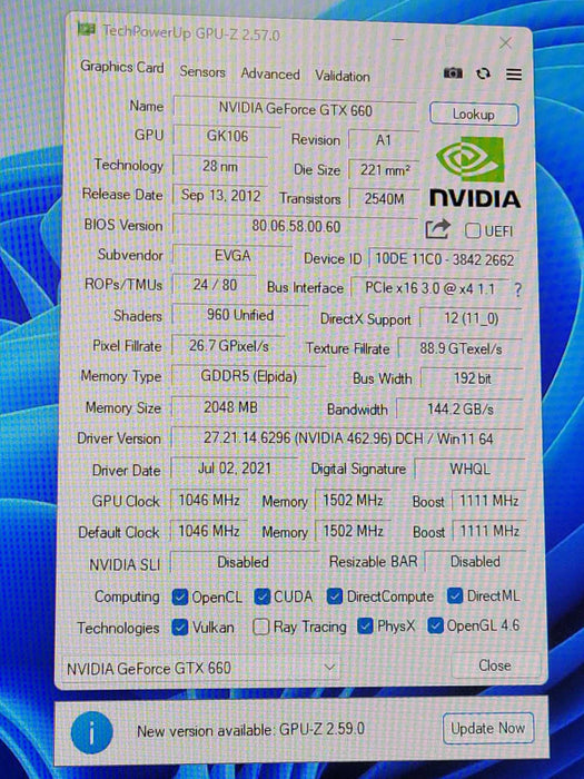 EVGA Nvidia GeForce GTX 660 SC 2GB GDDR5 PCI Express x16 Video Card !