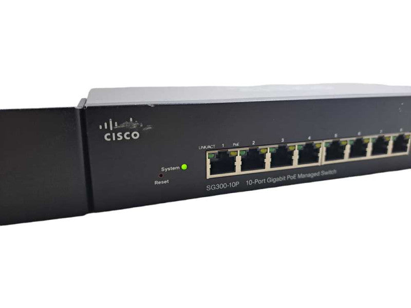 Cisco SG300-10P | 10-Port Gigabit PoE Managed Switch | + Rackmount Ears