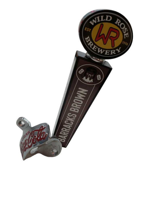 Brown Barracks Wild Rose Brewery Alberta Draft Puller & Coke Cola Beer Opener =