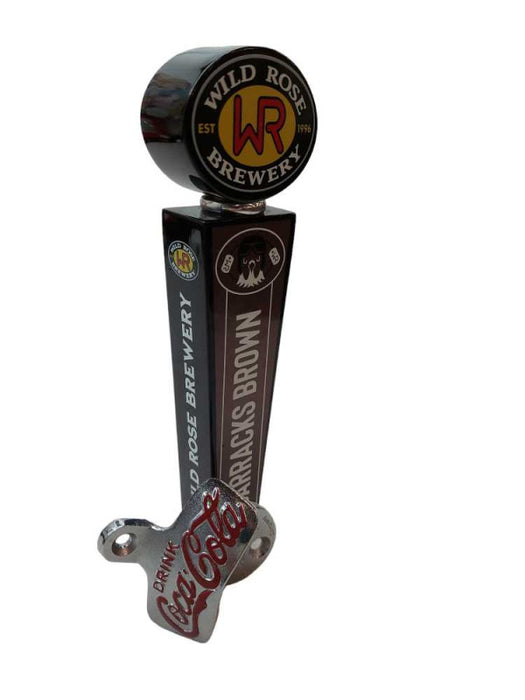 Brown Barracks Wild Rose Brewery Alberta Draft Puller & Coke Cola Beer Opener =