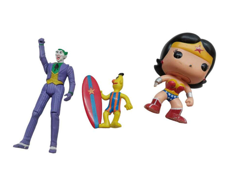 Bundle of 3 Toys Collectables Joker 1984, Bert , Funko Pop WonderWoman =
