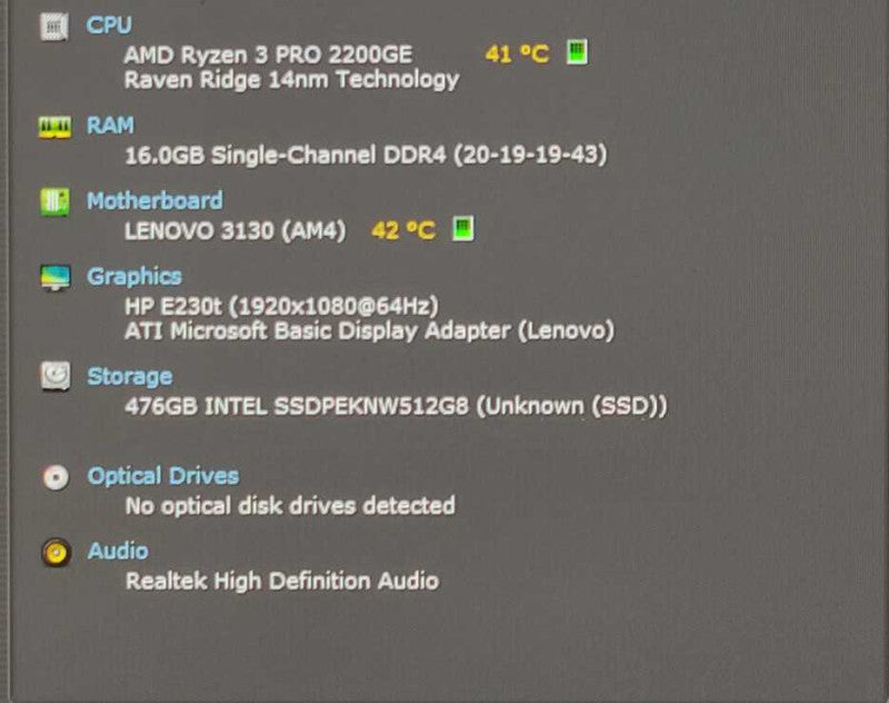 Lenovo ThinkCentre M715q, AMD RYZEN 3 PRO 3.20GHz, 16GB RAM, 512GB Nvme