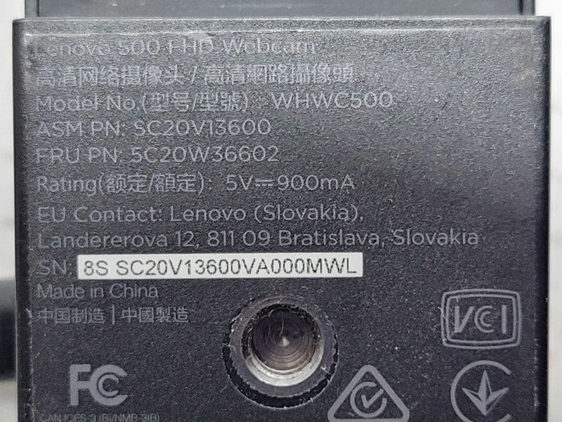 Lenovo 500 FHD WHWC500 Full HD Webcam w/ USB-C Cable _