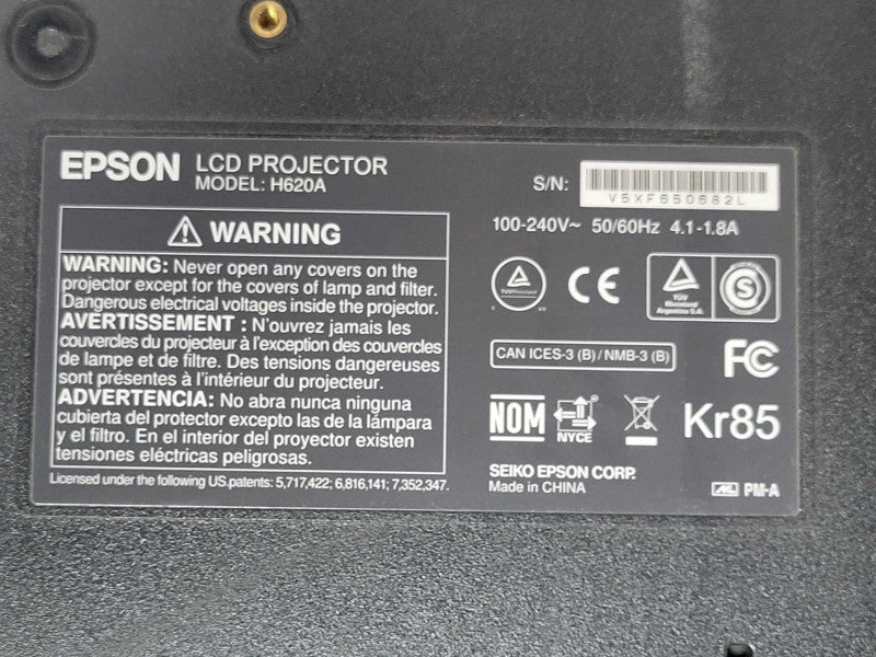 Epson PowerLite 1980WU H620A HDMI Projector 823 Lamp Hours, No Remote _