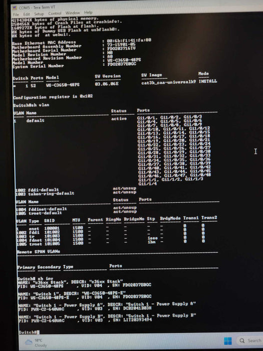 Cisco WS-C3650-48FS-E 48 1GE PoE+ 4x1GE 2x PSU $