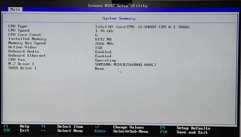 Lenovo ThinkCentre M720q Tiny, Intel i5-8400T 1.7GHz, 8GB, 256GB Nvme, WiFi