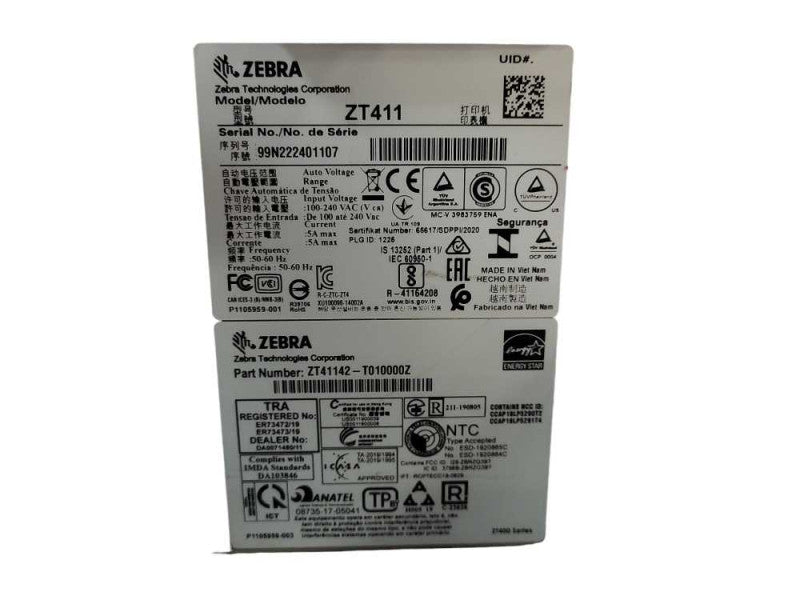 ZEBRA ZT411 THERMAL LABEL PRINTER ZT41142-T010000Z READ $
