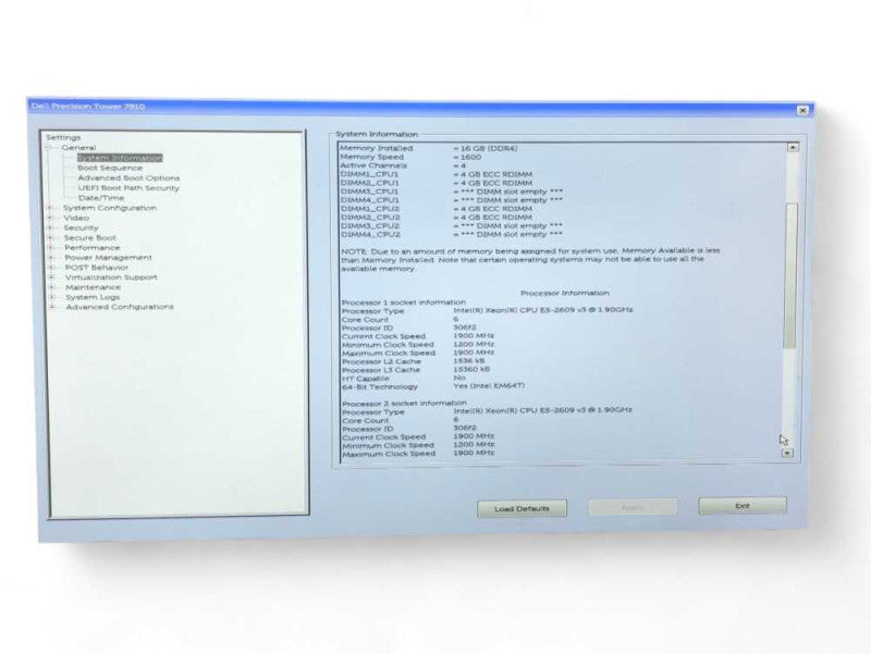 Dell Precision Tower 7810 2x Xeon E5-2609 v3 1.90GHz 16GB DDR4 -