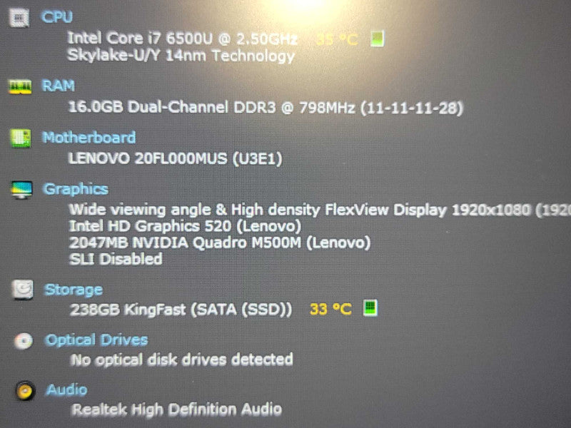 Lenovo ThinkPad P50s| i7-6500U| 16GB DDR3| Quadro M500| 256GB SSD  Î² BudLap