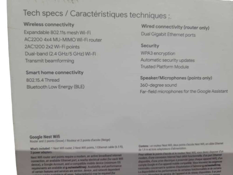 Google Nest WiFi AC2200 Router x 2 AC1200 Wifi Points !