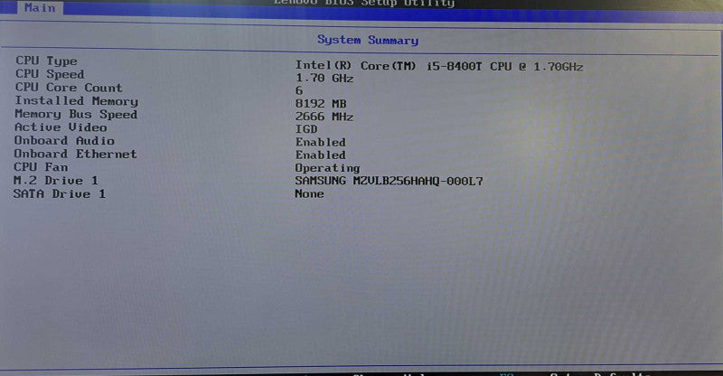 Lenovo M720q USFF | i5-8400T @ 1.70GHz 6C, 8GB DDR4, 256GB NVMe + 90W AC