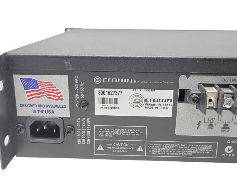 Crown CDi 2000 2-Channel 800W 70V Power Amplifier, READ _