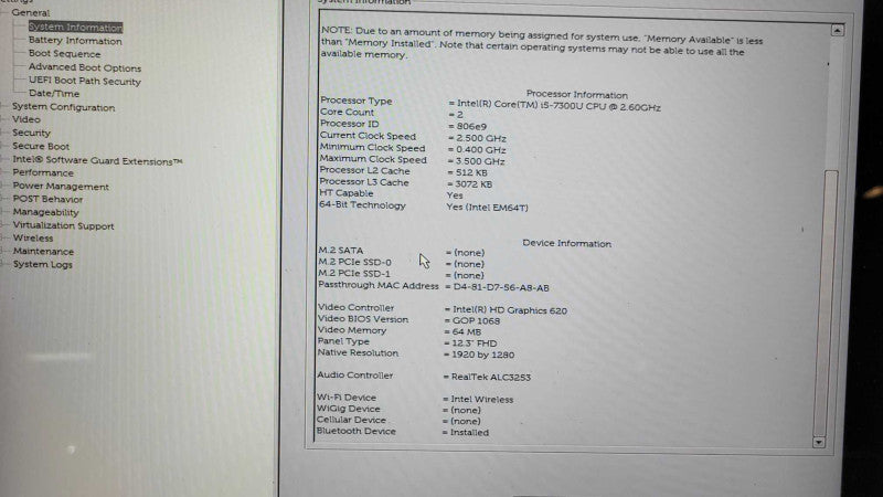 Dell Latitude 5285 - Core i5-7300U | 8GB RAM | NO HDD | PWR ADPTR Q%