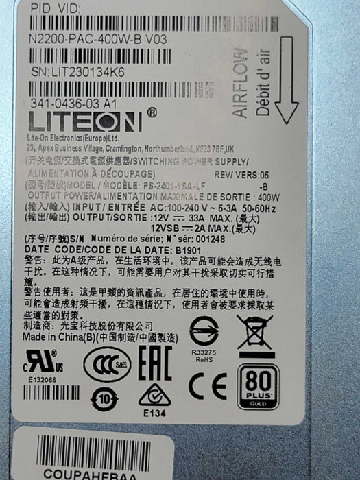 Cisco Nexus N2K N3K 400W Power Supply N2200-PAC-400W-B Q_