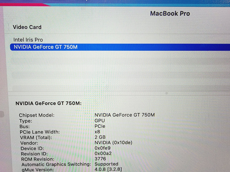 Apple Macbook Pro Retina 2013 15\\" Core i7-4960HQ @ 2.6GHz 16GB DDR3 500GB SSD Nvidia GeForce GT750M 2GB(