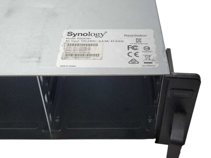 Synology RS2416+ 2U RackStation 12-Bay NAS 12x 3.5\\" HDD Bays 1x 3TB HDD, Read _