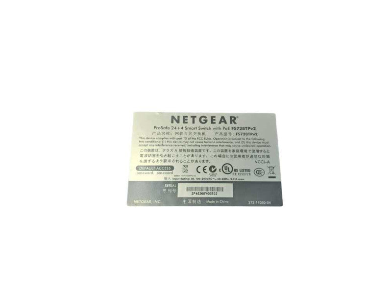 NetGear FS728TPv2 | 28/24 Fast PoE, 2x Gigabit Uplink Network Switch Q