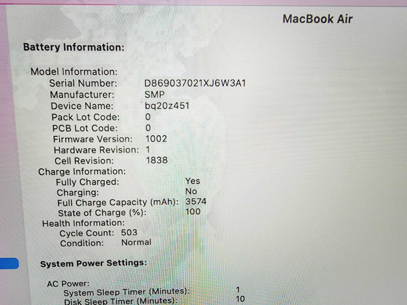 Apple Macbook Air 2019 13\\" Core i5-8210Y @ 1.6GHz 8GB DDR3 250GB SSD [Read] (
