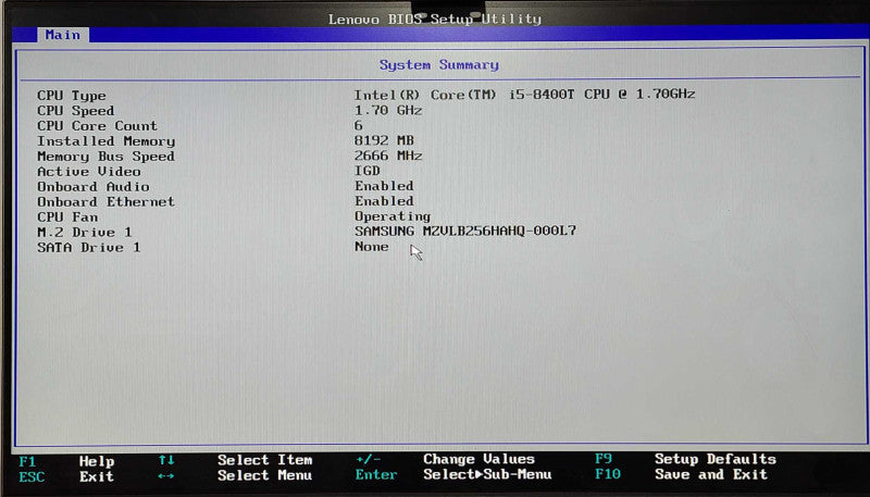 Lenovo M720q USFF, i5-8400T 1.70GHz 6C, 8GB DDR4, 256GB NVMe, WiFi, PWR APRT