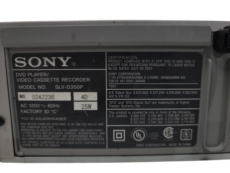 SONY SLV-D350P DVD/VHS VCR COMBO Player