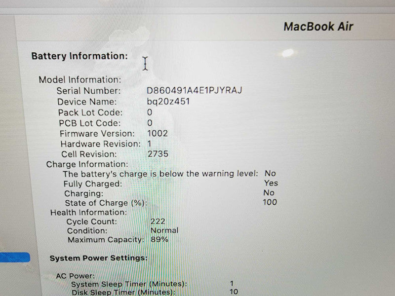 Apple Macbook Air 2020 13\\" Chip M1 @ 3.2GHz 8GB Ram 250GB SSD [Read] (