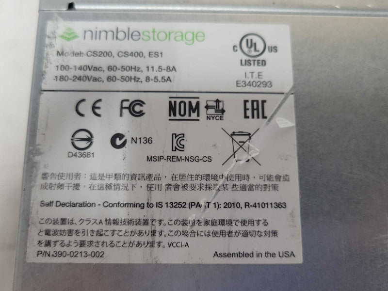 Nimble Storage Array CS200/215 SAN 16x 3.5\\" HDD Trays, 2x Controllers, 2x PSU _